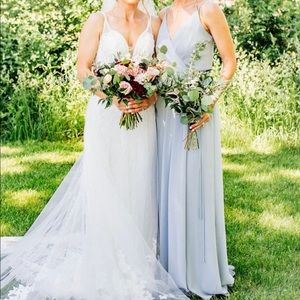 LIKE NEW David’s Bridal Georgette Double Strap Wrap Bridesmaid Dress in Mystic